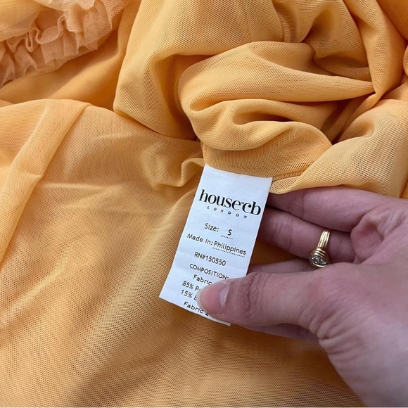 House of CB Yellow Asymmetrical Gabbi Ruffled Gown - Picture 5 of 7